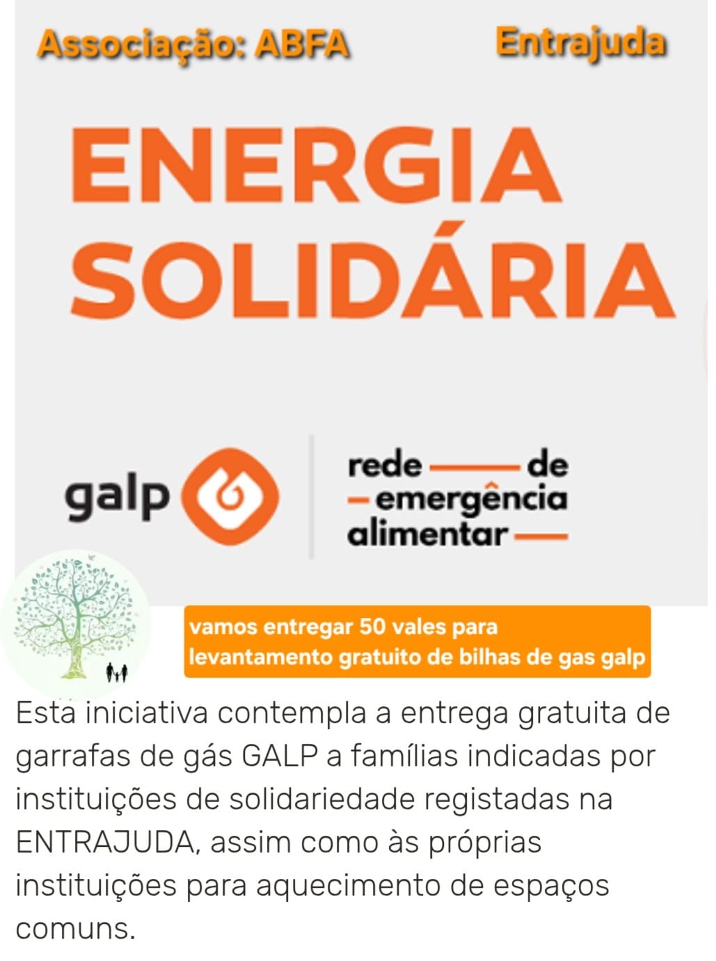 Fevereiro 2026. No dia 22-02-2026 doamos 50 bilhas com a ajuda do nosso parceiro Entrajuda. Na certeza que aquecemos vários lares.